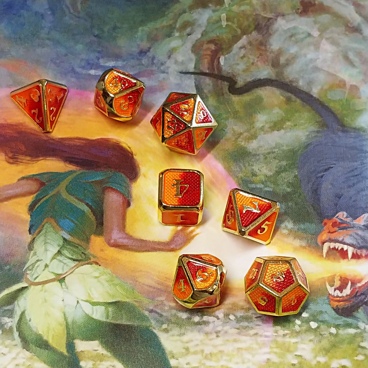 Burning Willbreakers Polyhedral Dice Set - Arcana Vault