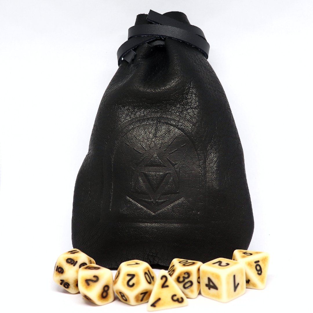 Black Onyx Leather Dice Pouch - Arcana Vault