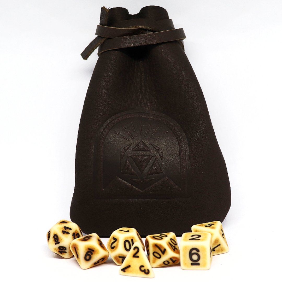 Brown Walnut Leather Dice Pouch - Arcana Vault