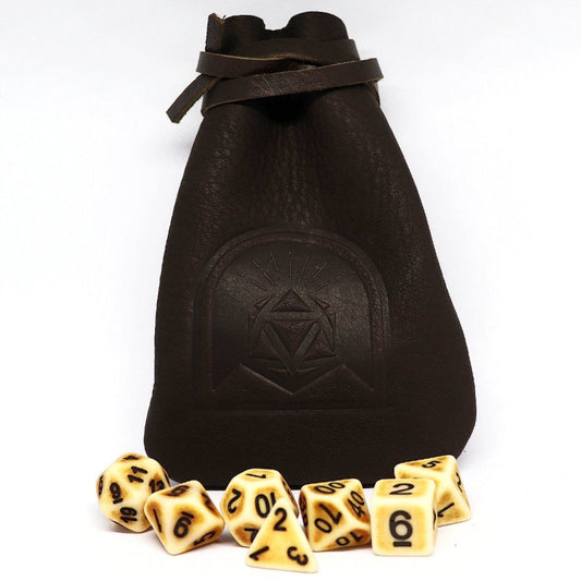 Brown Walnut Leather Dice Pouch - Arcana Vault