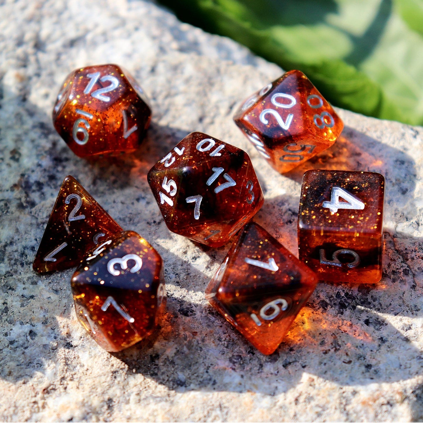 Ethereal Amber Polyhedral Dice Set - Arcana Vault