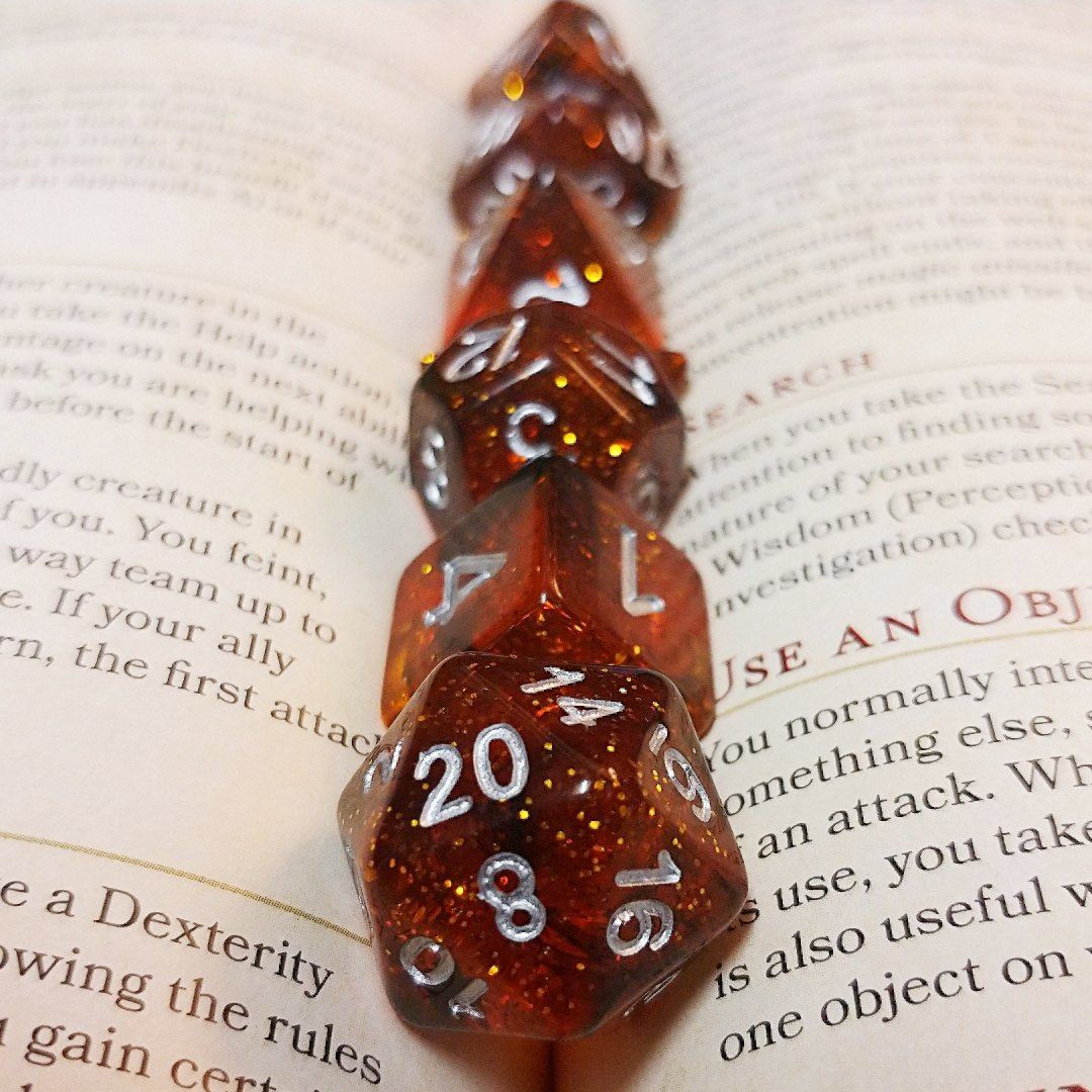 Ethereal Amber Polyhedral Dice Set - Arcana Vault