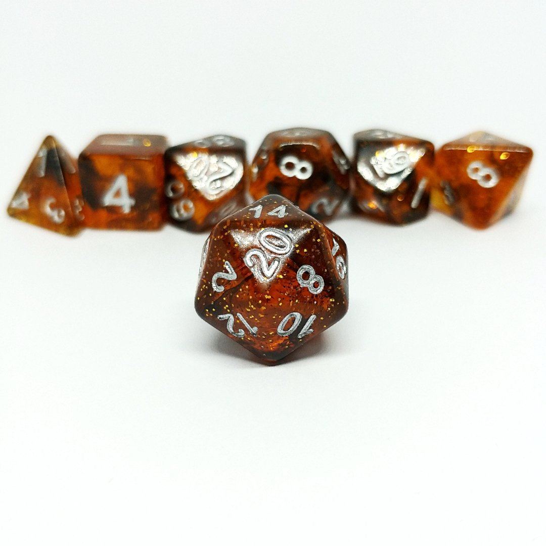 Ethereal Amber Polyhedral Dice Set - Arcana Vault