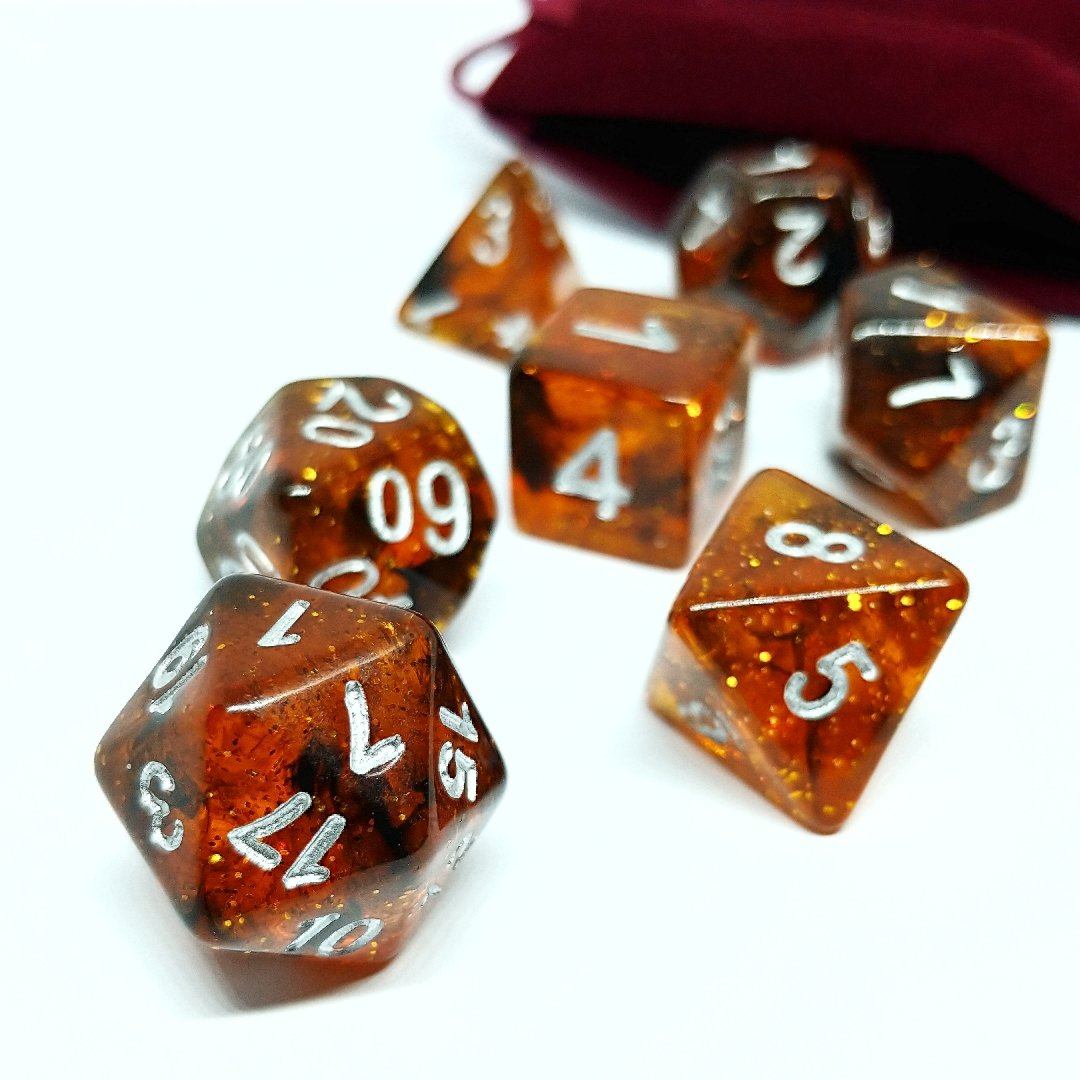 Ethereal Amber Polyhedral Dice Set - Arcana Vault