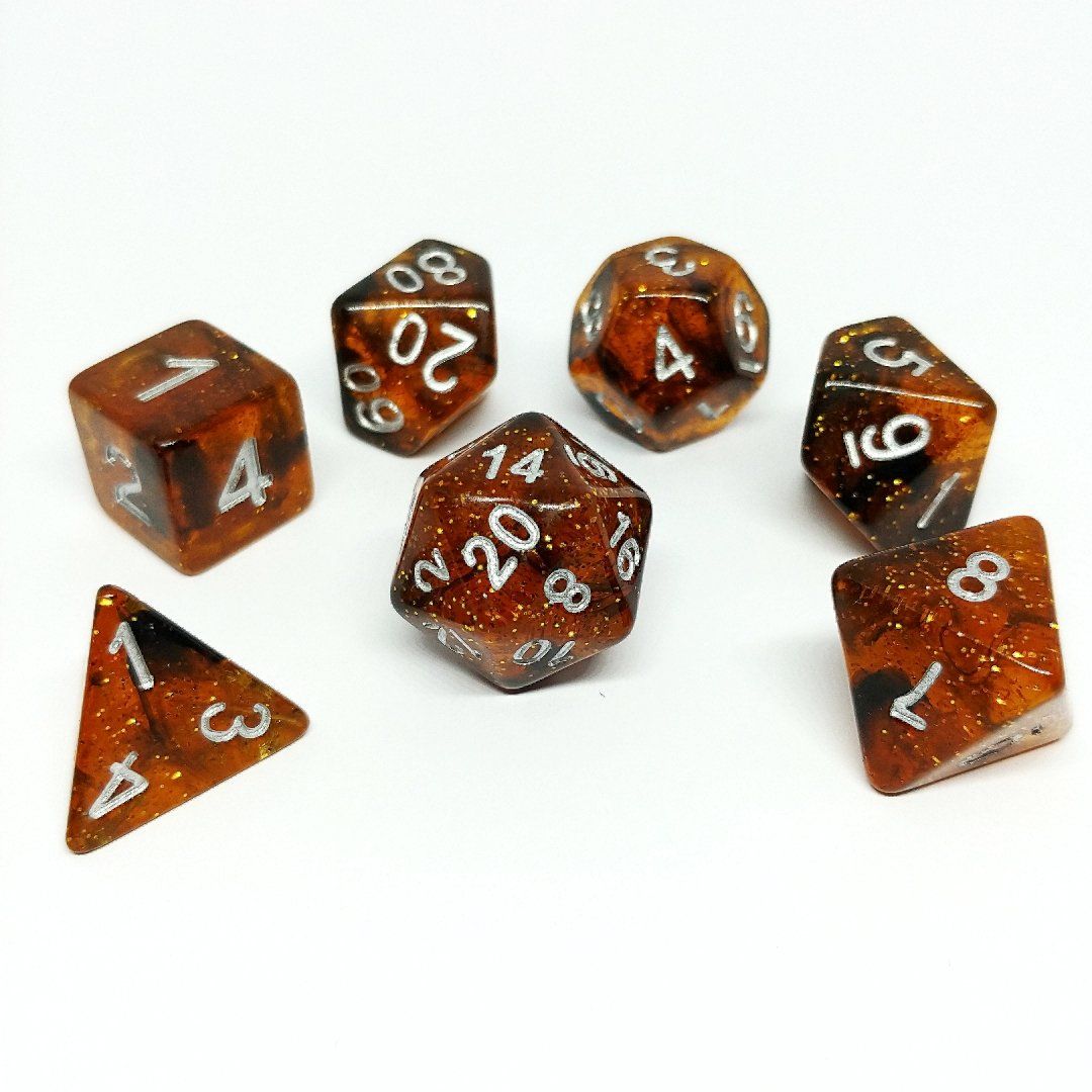 Ethereal Amber Polyhedral Dice Set - Arcana Vault