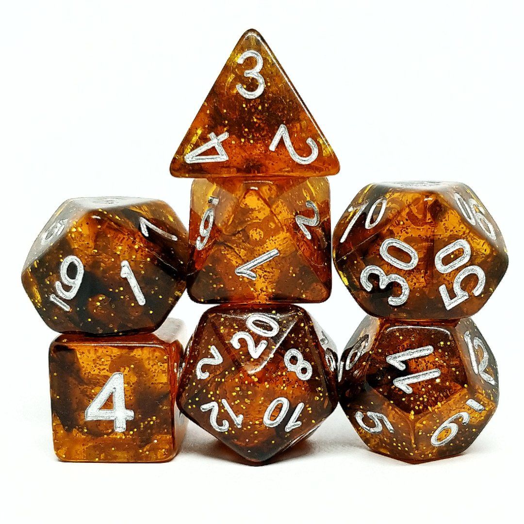 Ethereal Amber Polyhedral Dice Set - Arcana Vault
