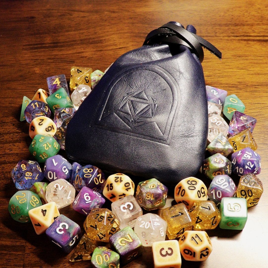 Midnight Blue Leather Dice Pouch - Arcana Vault