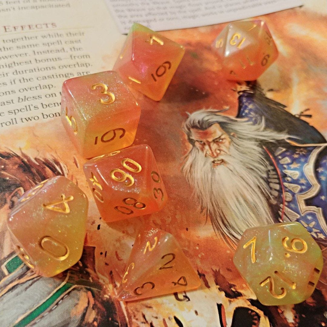 Sunburst Polyhedral Dice Set - Arcana Vault