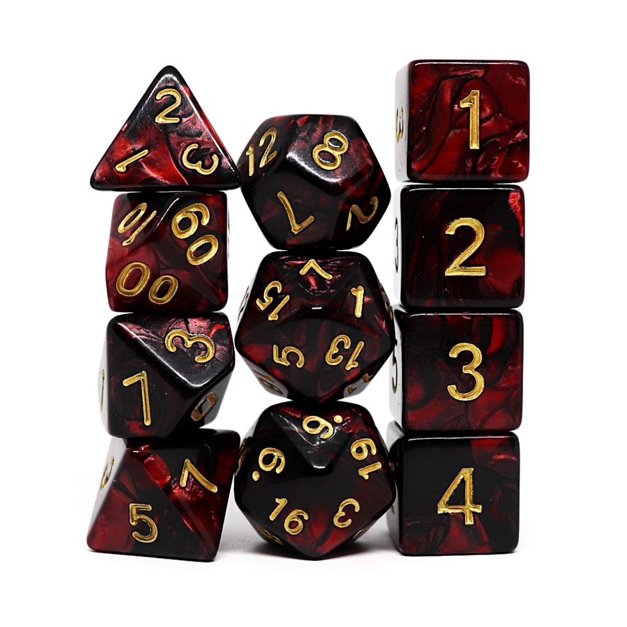 Crimson Tempest 11pc Polyhedral Dice Set - Arcana Vault