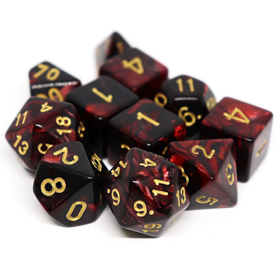 Crimson Tempest 11pc Polyhedral Dice Set - Arcana Vault