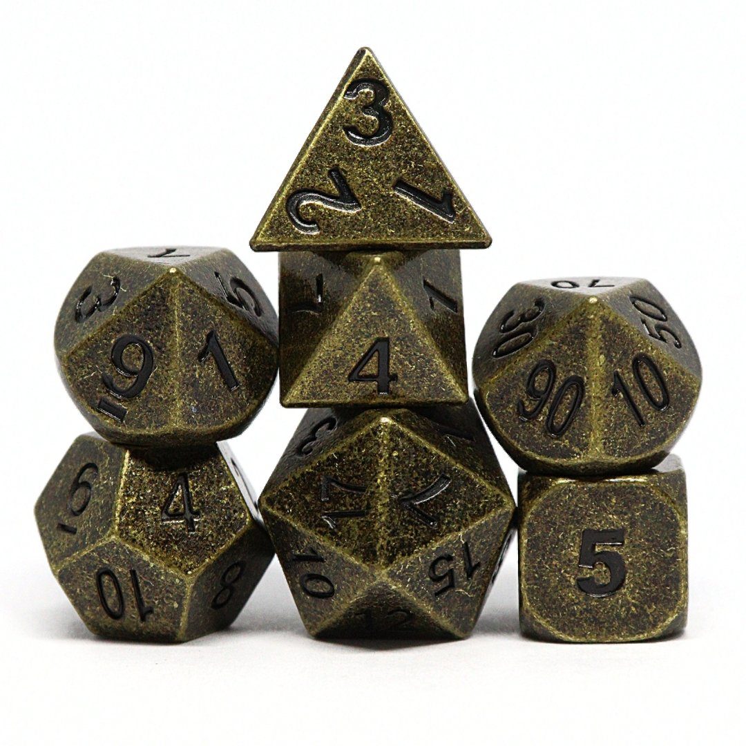 Ancient Gold Polyhedral Dice Set - Arcana Vault