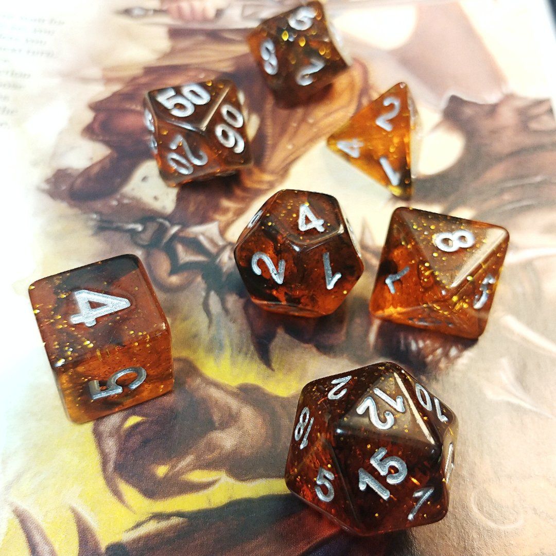 Ethereal Amber Polyhedral Dice Set - Arcana Vault