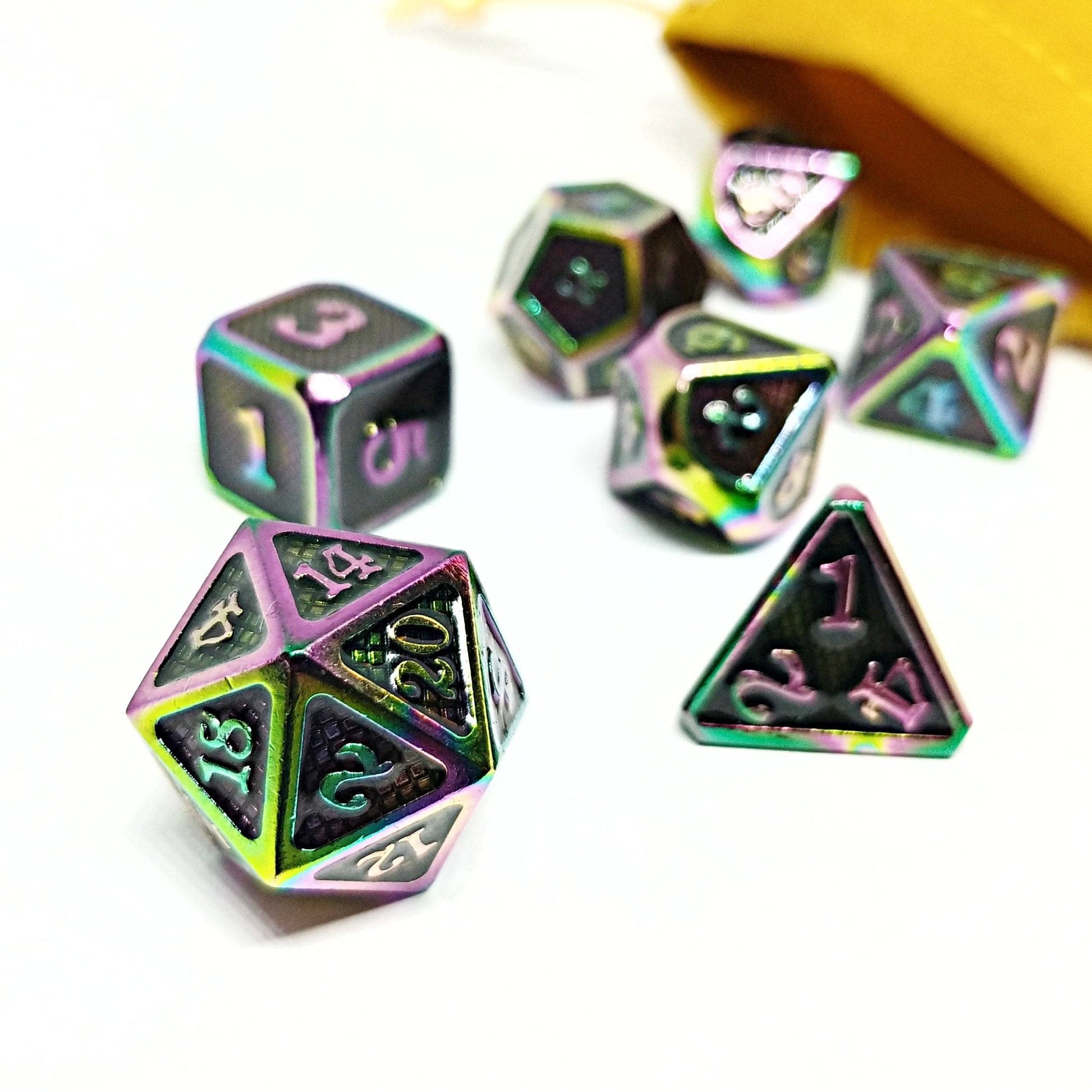 Scorched Mithril Polyhedral Dice Set - Arcana Vault