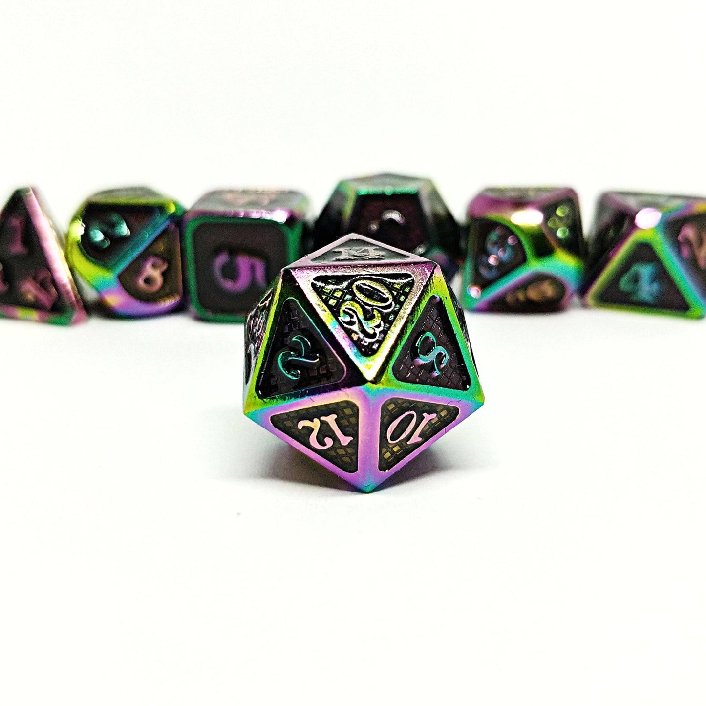 Scorched Mithril Polyhedral Dice Set - Arcana Vault